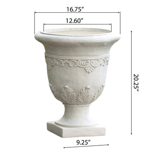Moroccan Urn Planter with Durable Magnesium Oxide - Antique White