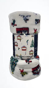 Happy holidays microplush throw blanket (50“ x 60“) - christmas time