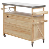 K&K Outdoor Kitchen Island, Rolling Bar Cart & Storage Cabinet