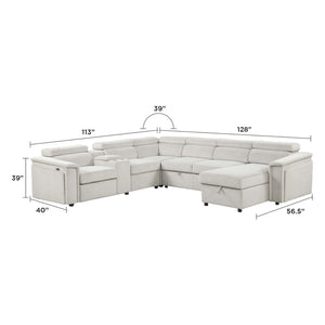 Harvey - Power Recliner Sectional Sleeper - Beige
