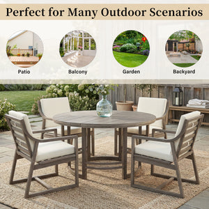 Outdoor Dining Set 5-Piece Patio Table and Chairs Set with Umbrella Hole