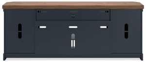Landocken - XL TV Stand W/Fireplace Option - Brown / Blue