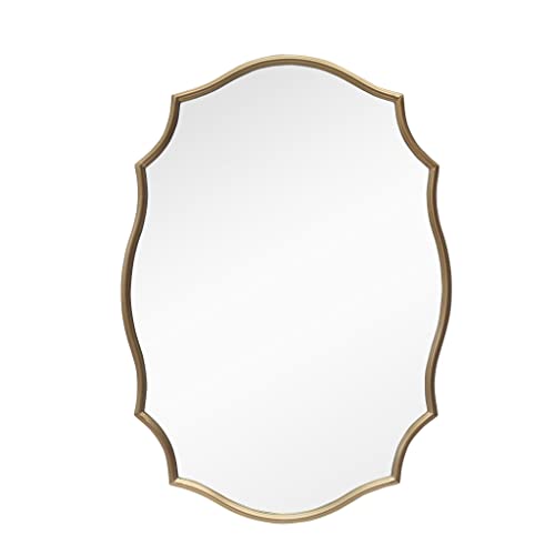 Parisloft-Scalloped-Oval-Wall-Mirror,Metal-Framed-Modern-Mirror-for-Wall,Champagne-Gold,24x34-Mirrors