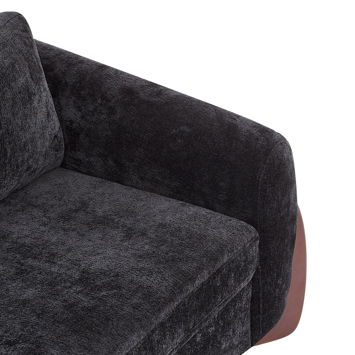 89"L Sofa with Chenille Fabric and Wooden Legs