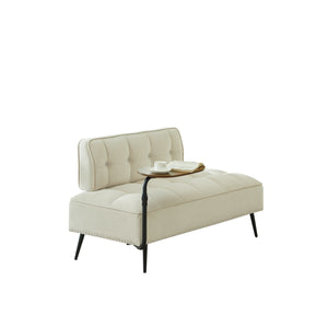 54-Inch Modern Two-Seater Velvet Sofa with Rotating Side Table