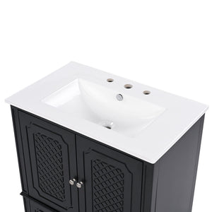 Vintage Style Bathroom Vanity With Sink, Multi Functional Storage, Soft-Closing Door