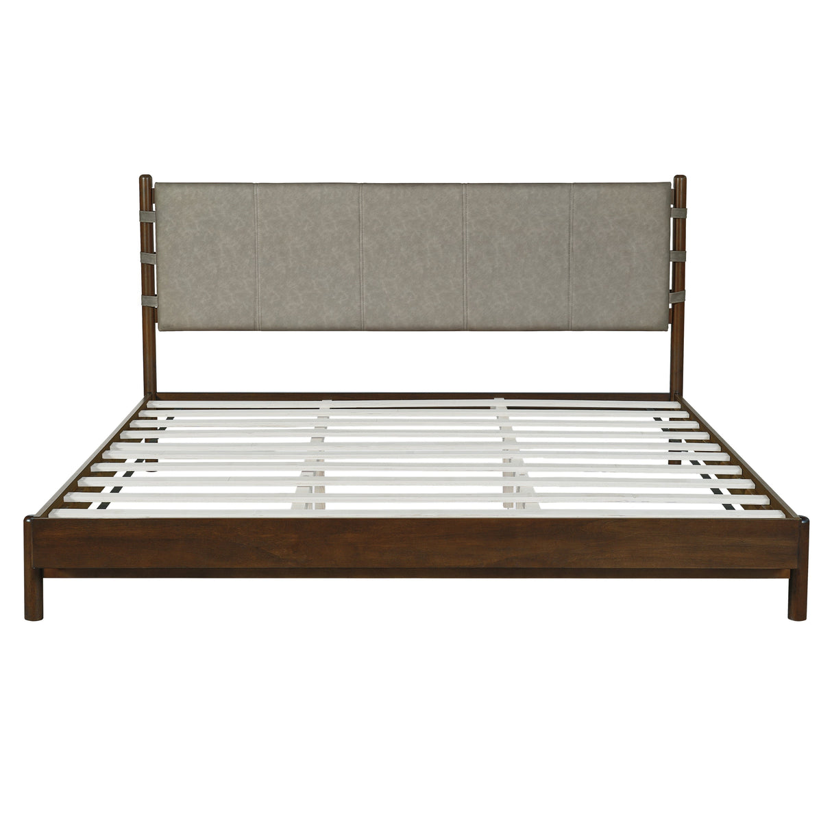 Premium Rubber Wood Platform Bed Frame, King Size with Headboard