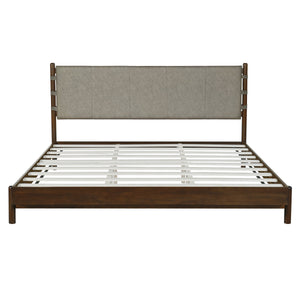 Premium Rubber Wood Platform Bed Frame, King Size with Headboard