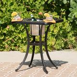 21" Round Cast Aluminum Outdoor Bistro Table with Ice Bucket – by christopher knight home