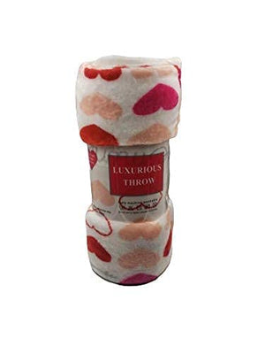 Decor&More Amor Eterno Be Mine Love Collection Valentine's Day Heart Ultra Plush Throw Blanket (50" x 60") -