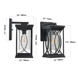14'(H) Black Outdoor Wall Lantern with Crackled Glass