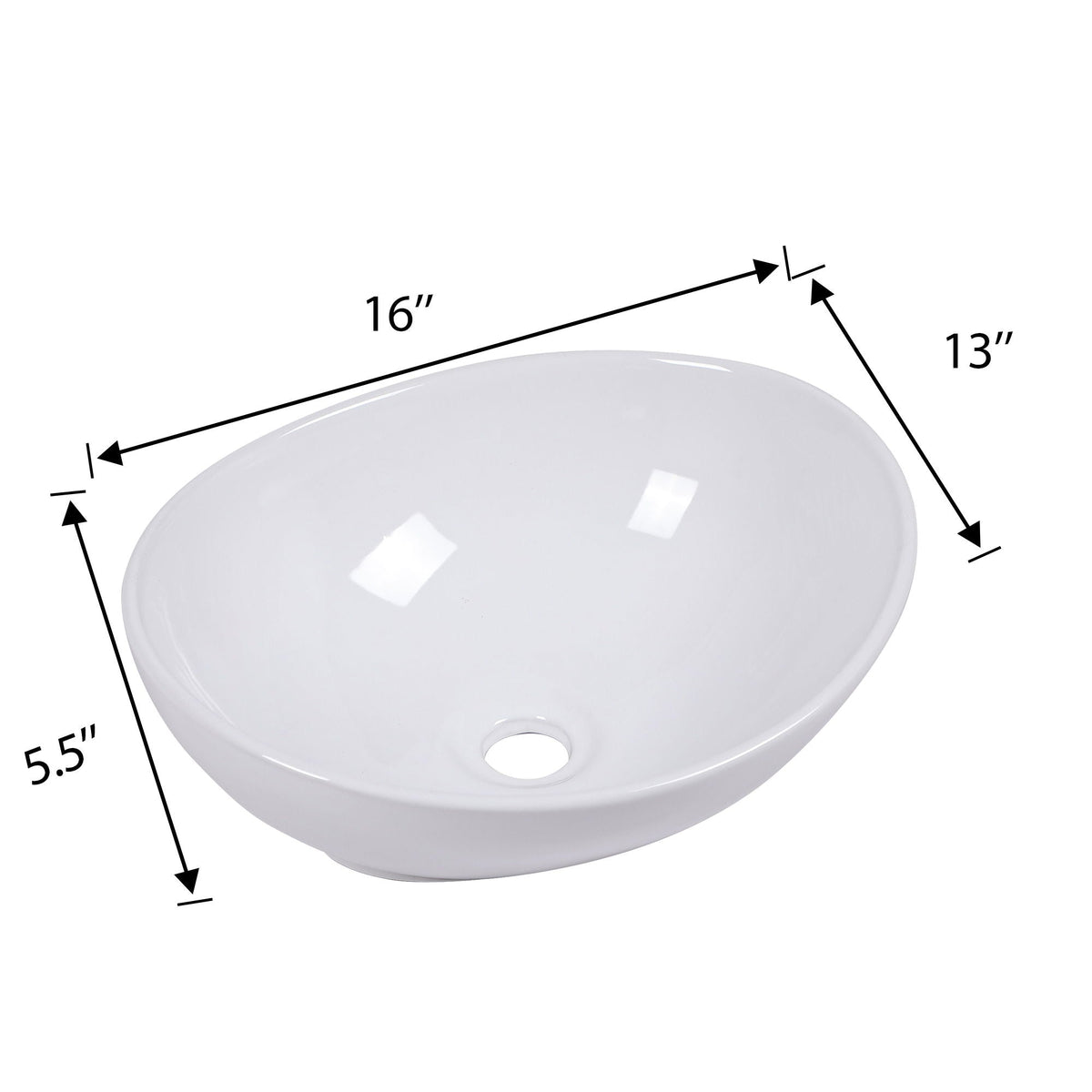 Oval Vessel Bathroom Sink - White