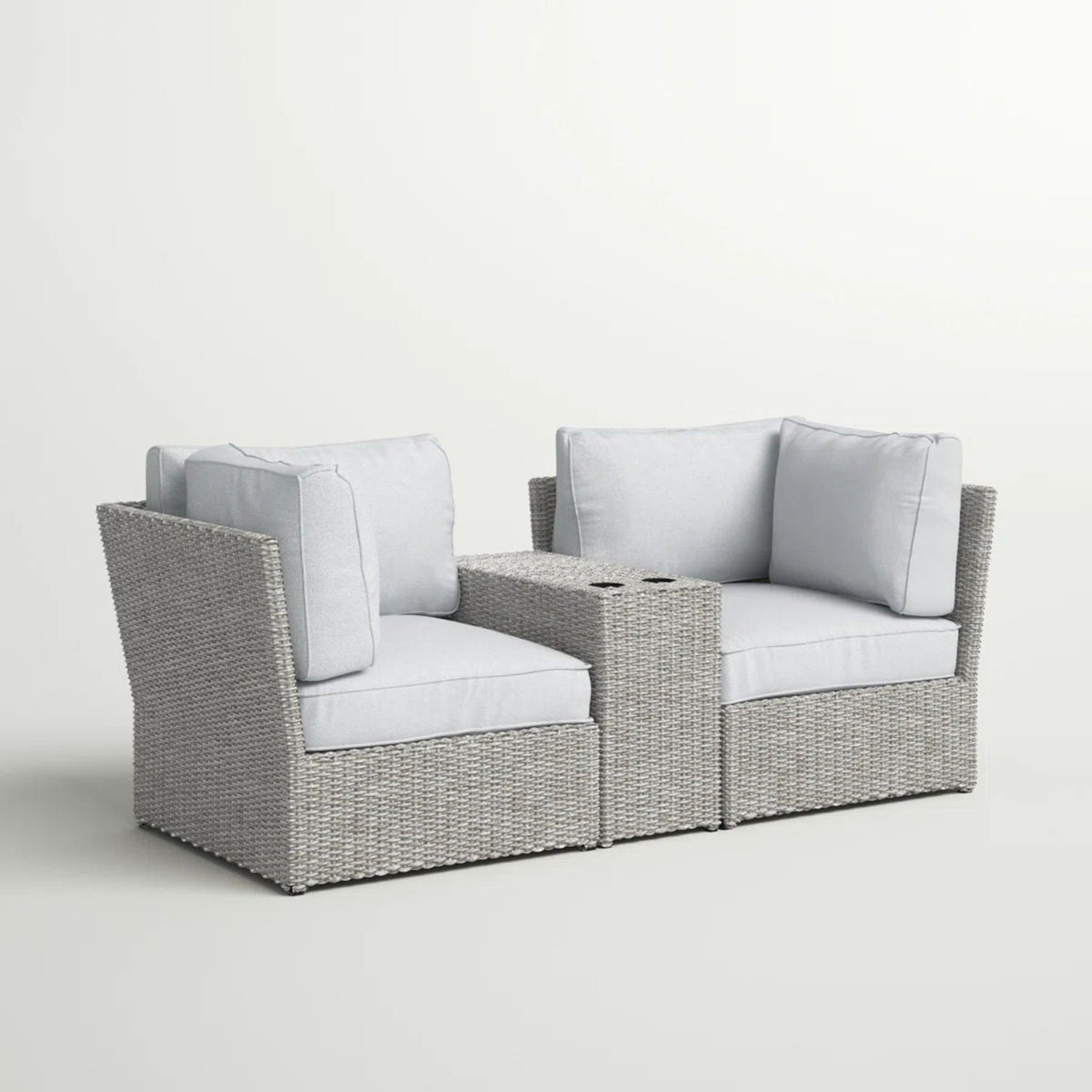 Outdoor Wicker Loveseat With Cushions