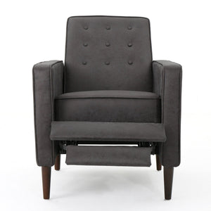 Macedonia - Mid Century Modern Button Tufted Fabric Recliner - Slate