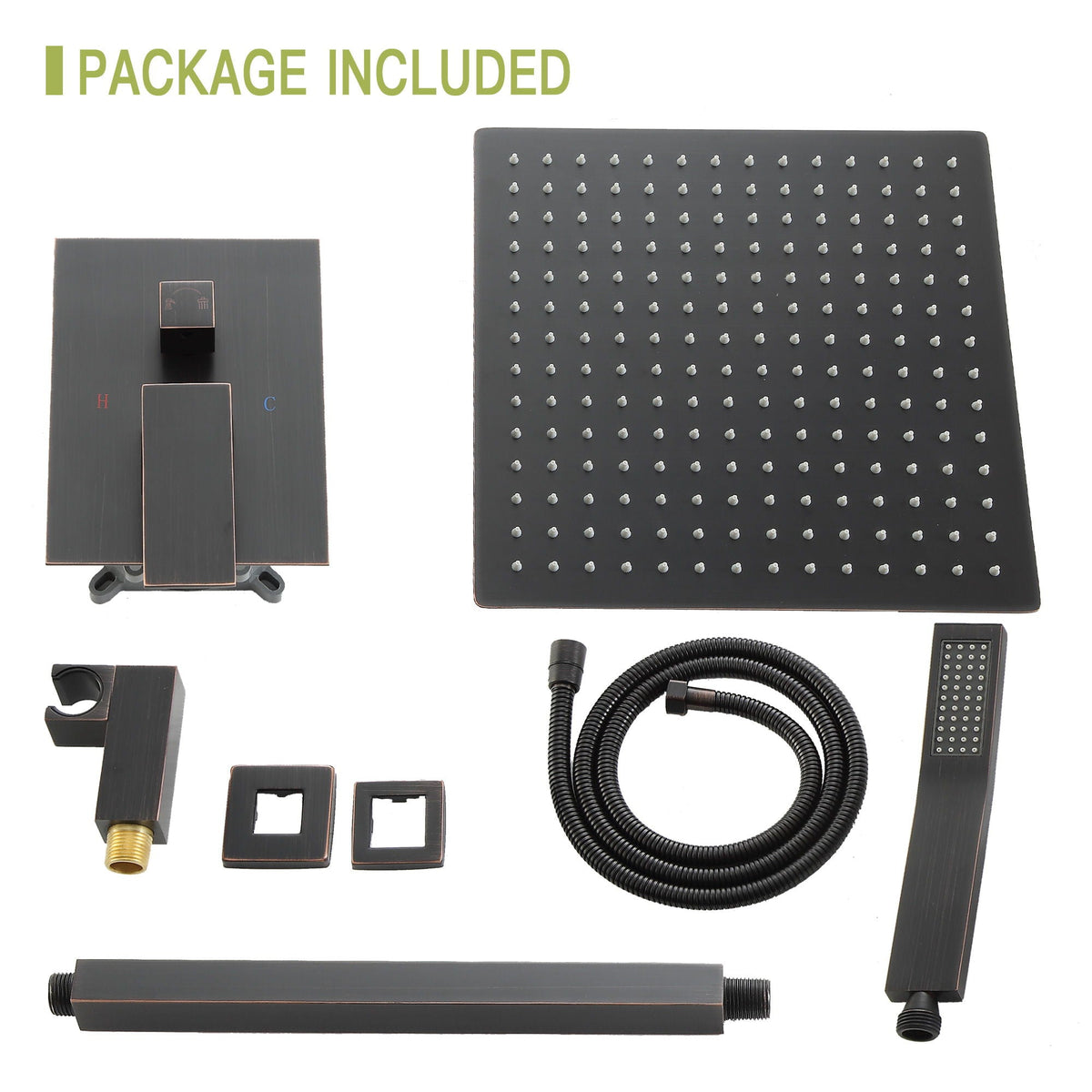 Dual Shower Head System with Ceiling Mount and Rough-In Valve - Pearl Silver, Black, or Gold