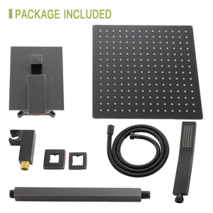 Dual Shower Head System with Ceiling Mount and Rough-In Valve - Pearl Silver, Black, or Gold