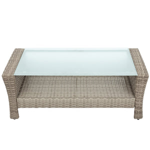 U-Style Patio Furniture 4 Piece Outdoor Wicker Sectional Sofa Set with Ottoman and Cushions