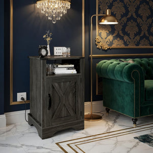 Farmhouse Nightstand, Charging Station & Storage