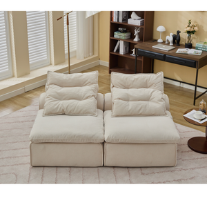 Modular Sofa with Neck and Lumbar Pillows - 2 Seats