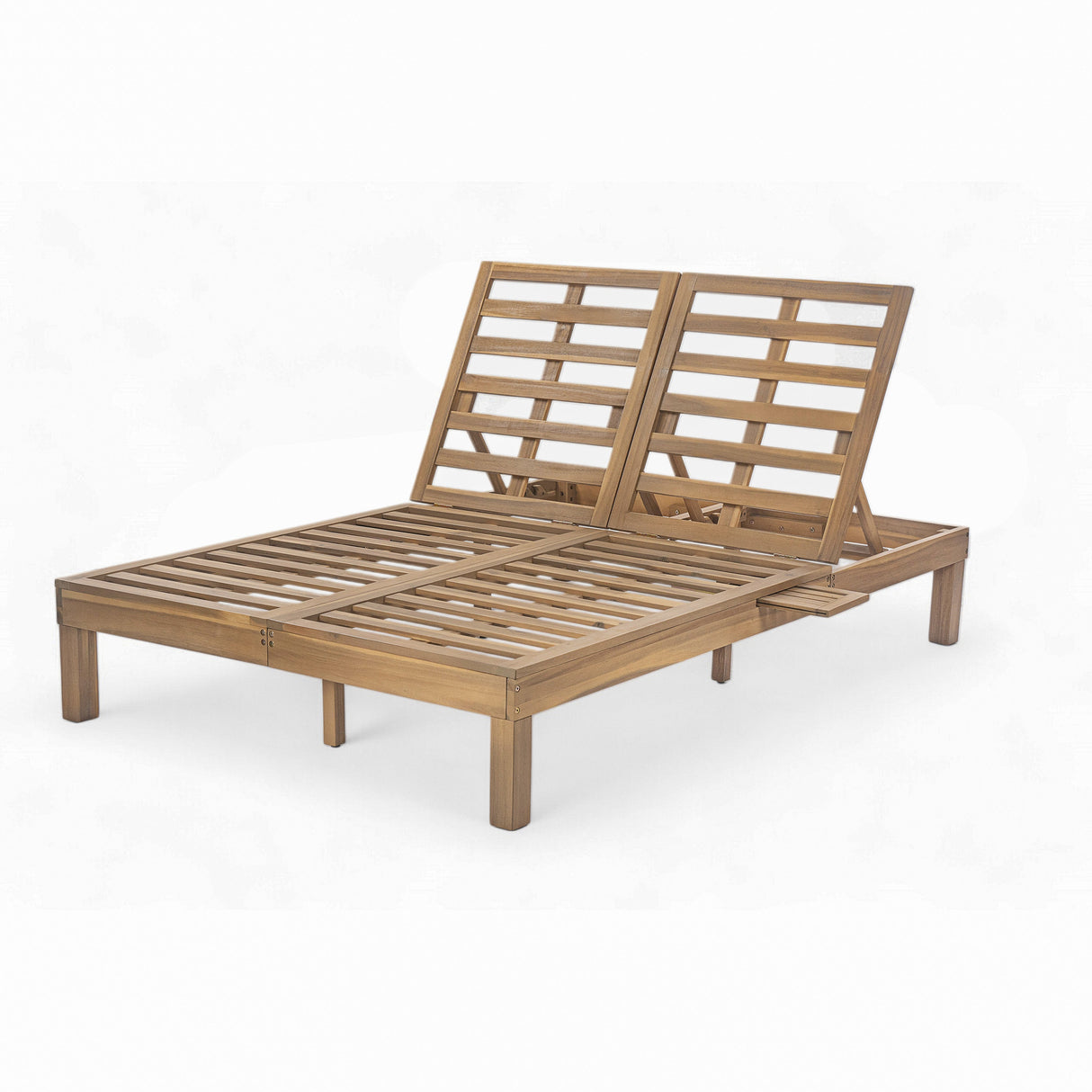 TREXM 5-Position Adjustable Backrest Double Chaise Lounge Outdoor