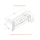 64.5' Bed Bench Velvet Upholstered with Storage and Tufted Nails