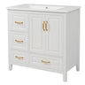 Bathroom Vanity With Sink, Soft Closing Doors & Drawers, Metal Handles