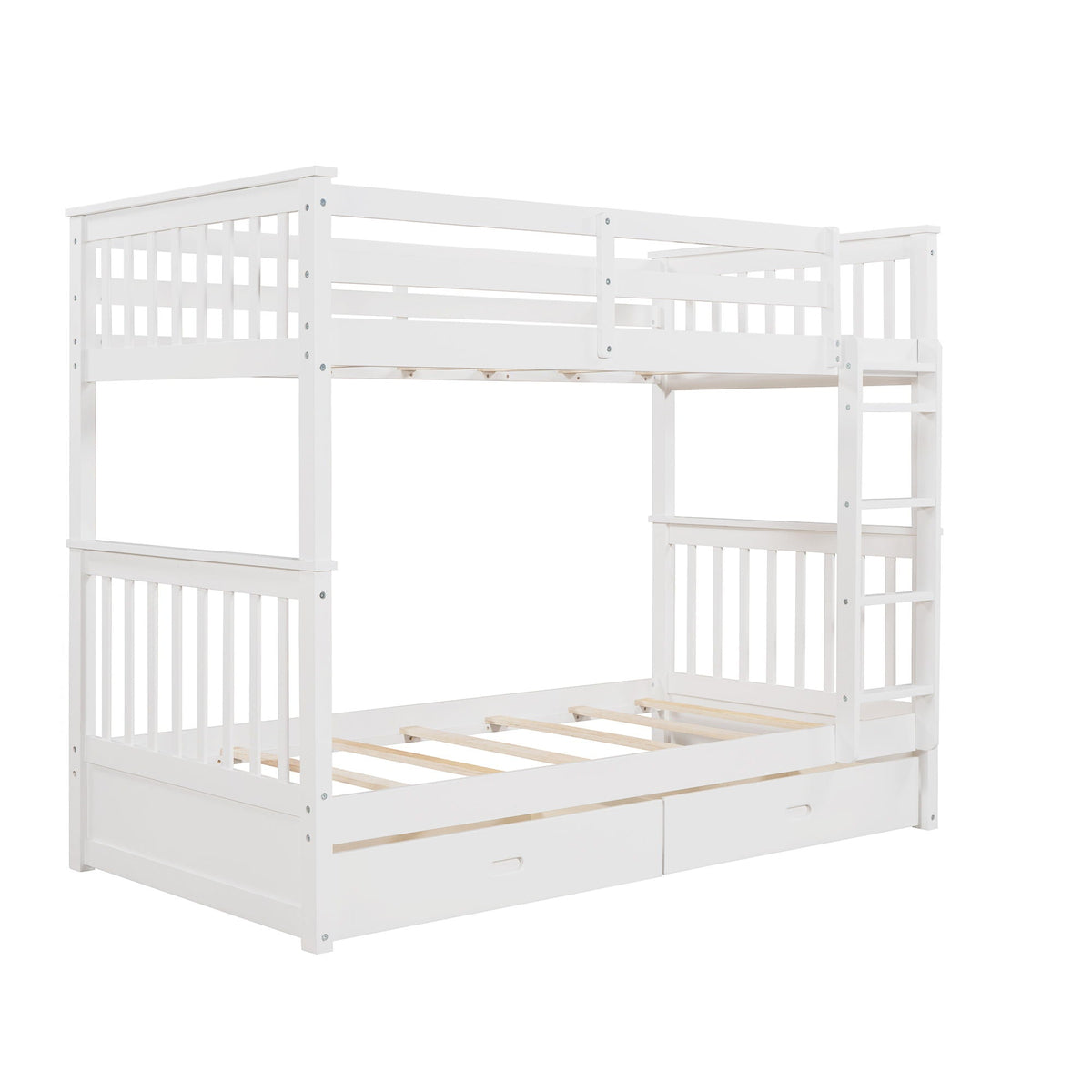 Bunk Bed With Ladders And 2 Storage Drawers