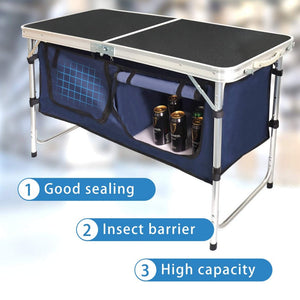 Folding Camping Table With Storage Compartment