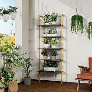 5-Tier Bookshelf Solid Wood Ladder Shelf