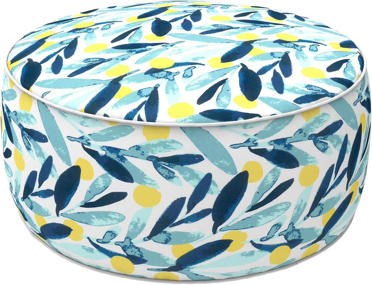 2 Pack Outdoor Inflatable Ottoman 21"x21"x9" - Coastal Leaves