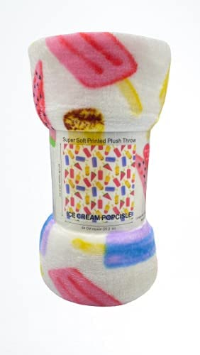 Summertime fun extra soft throw blanket (50" x 60") - ice cream, popsicles & watermelon for boys and girls and kids of any age