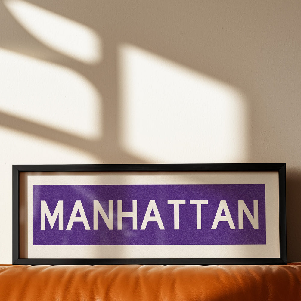 Framed Manhattan Purple Bus Scroll