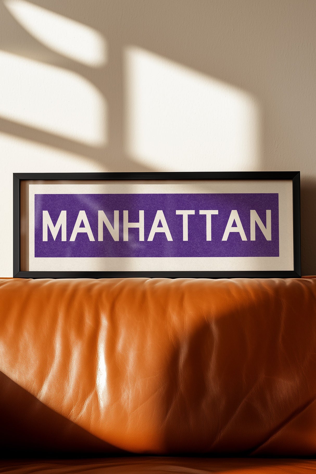 Framed Manhattan Purple Bus Scroll