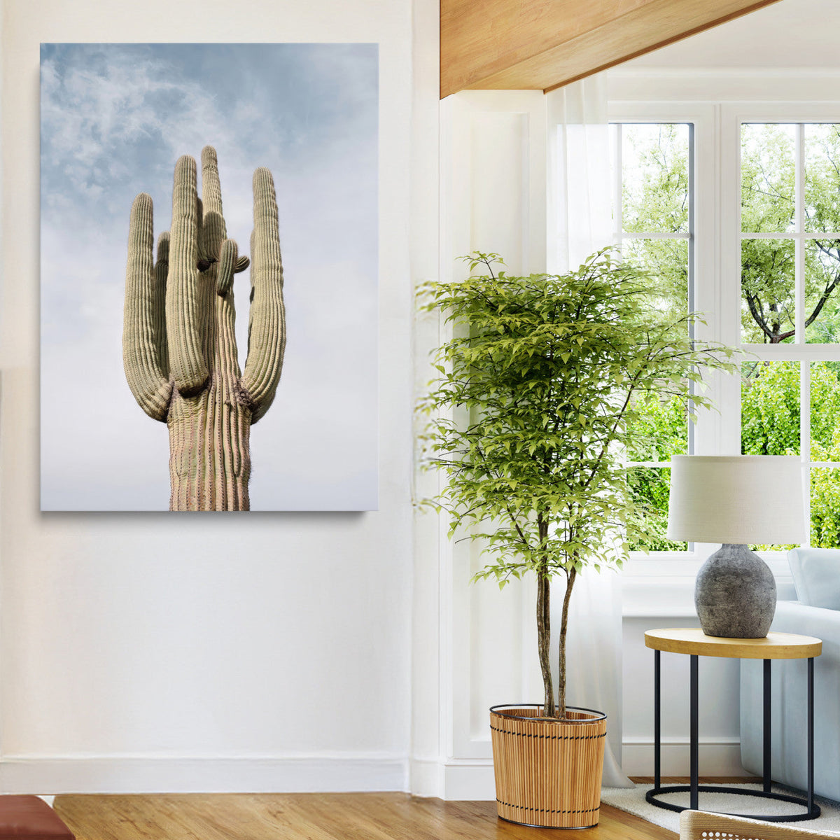 Saguaro Cactus Wall Art Canvas Print – Framed Earthy Desert