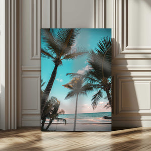 Palm Trees Wall Art Canvas Print – Framed Tropical Beach