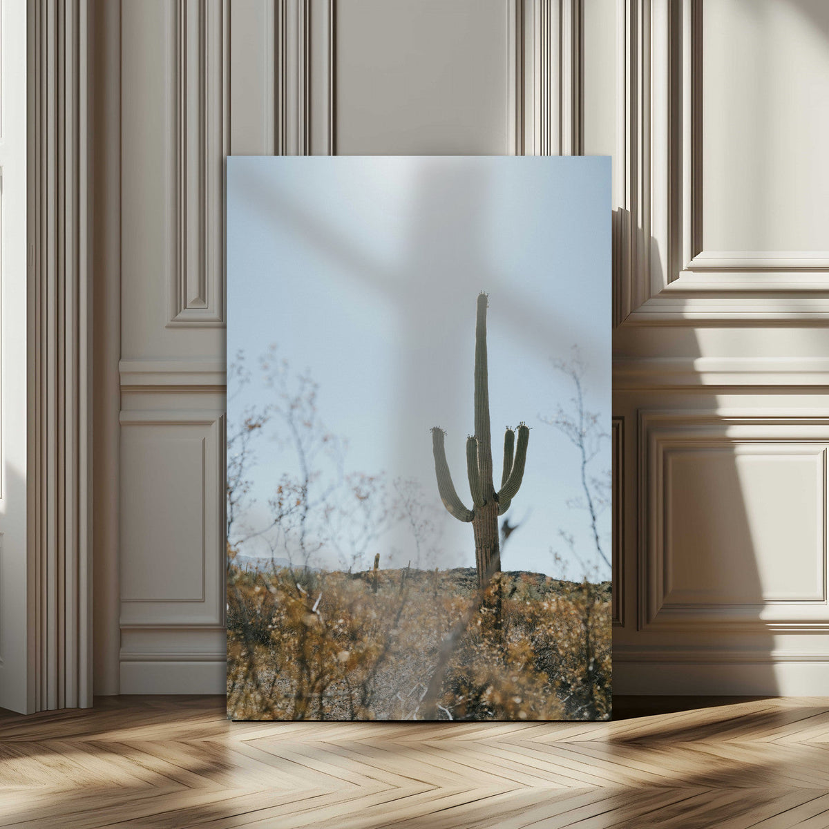 Saguaro Cactus Wall Art Canvas Print – Framed Southwestern