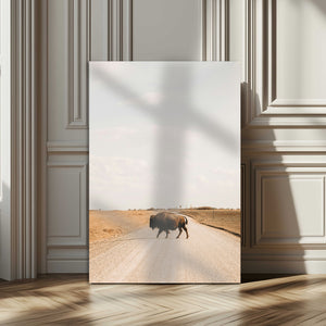 Bison Crossing Wall Art Canvas Print – Framed Western