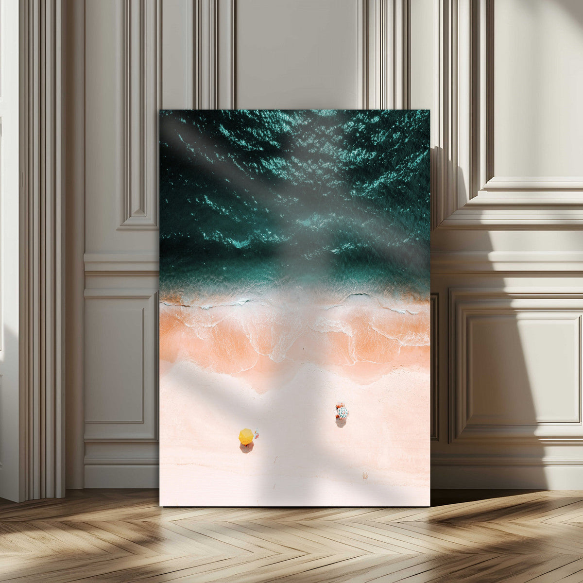 Aerial Serenity Wall Art Canvas Print – Gentle Waves Peach