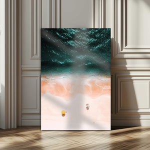 Aerial Serenity Wall Art Canvas Print – Gentle Waves Peach