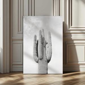 Saguaro Cactus Wall Art – Black and White Desert Canvas