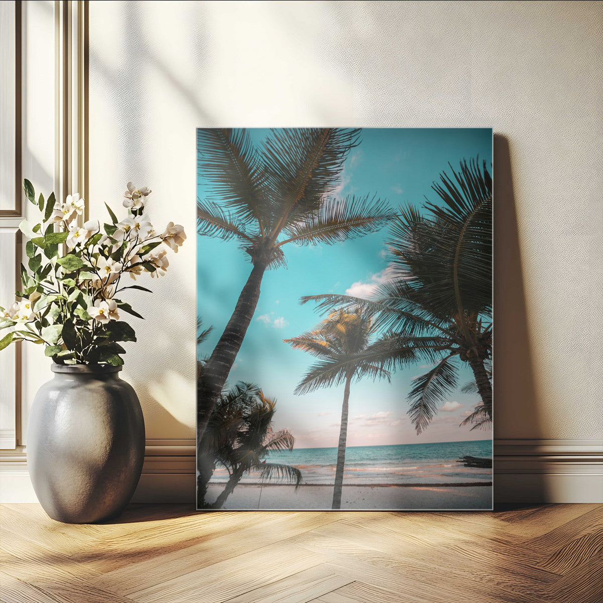 Palm Trees Wall Art Canvas Print – Framed Tropical Beach