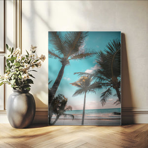 Palm Trees Wall Art Canvas Print – Framed Tropical Beach