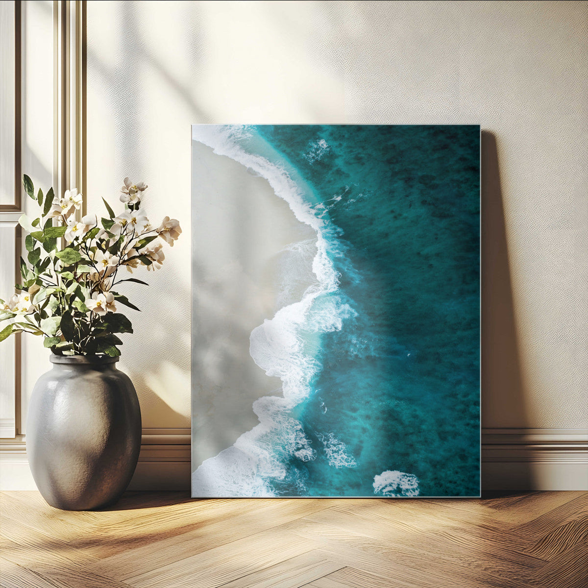 Aerial Ocean View Wall Art Canvas Print – Framed Coastal