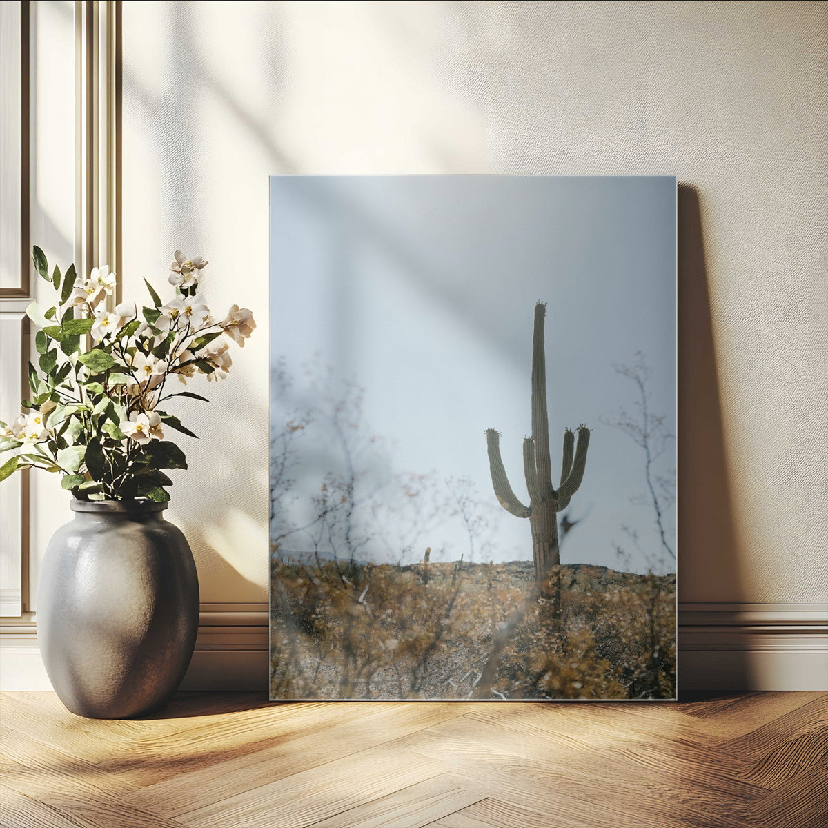 Saguaro Cactus Wall Art Canvas Print – Framed Southwestern