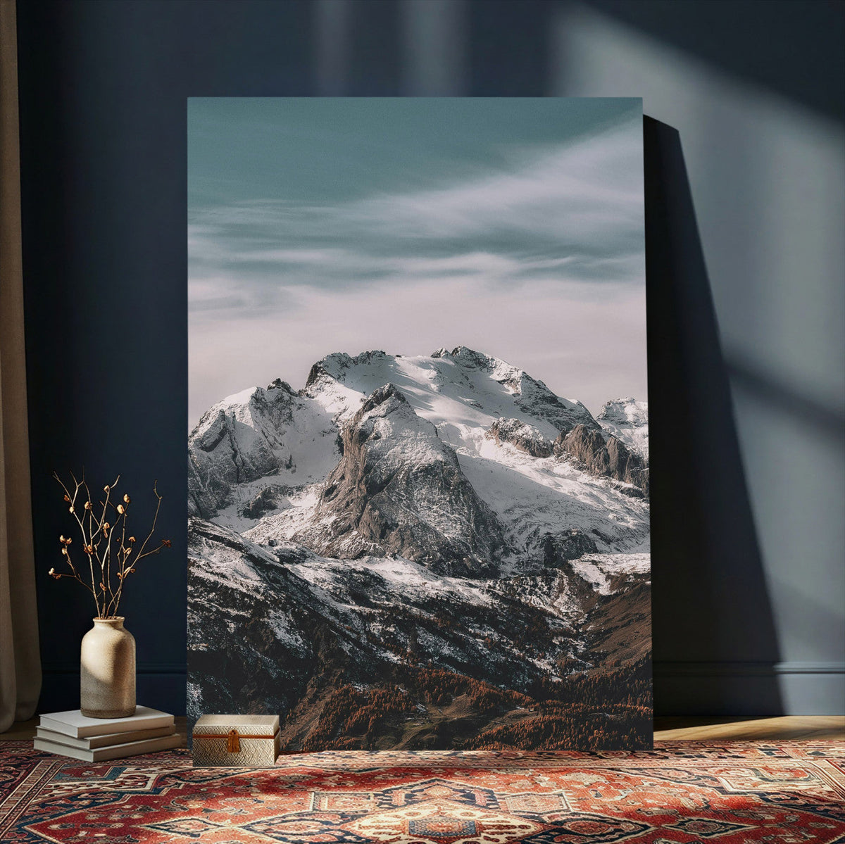Alpine Mountain Landscape Wall Art Canvas Print, Snowy Peak
