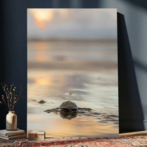 Sea Turtle Hatchling Wall Art Canvas Print – Soft Coastal