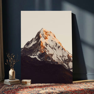 Golden Peak Mountain Wall Art Canvas Print, Minimal Alpine