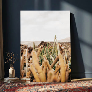 Minimal Desert Cactus Wall Art Canvas Print, Neutral