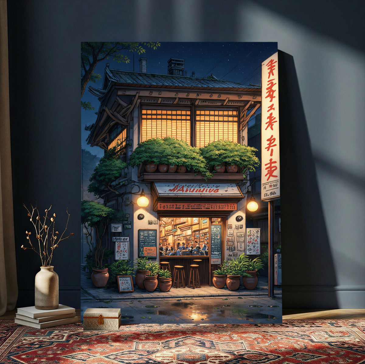 Evening at the Ramen Shop Canvas Wall Art — Japan Night