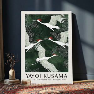 Yayoi Kusama Crane Bird Wall Art Canvas Print, Japanese